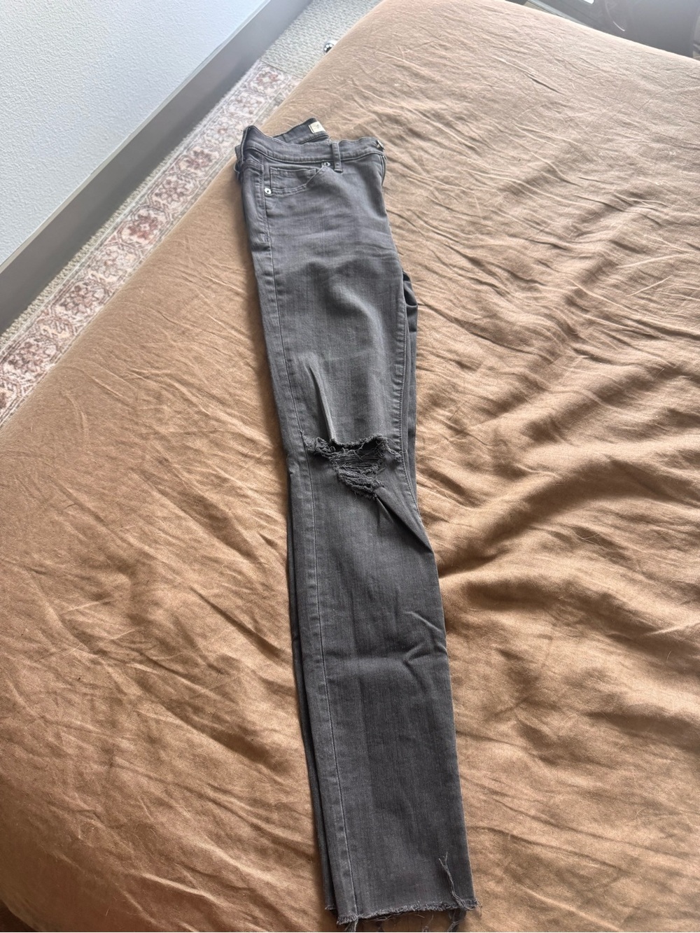Madewell Black Distressed High Rise Skinny Jeans